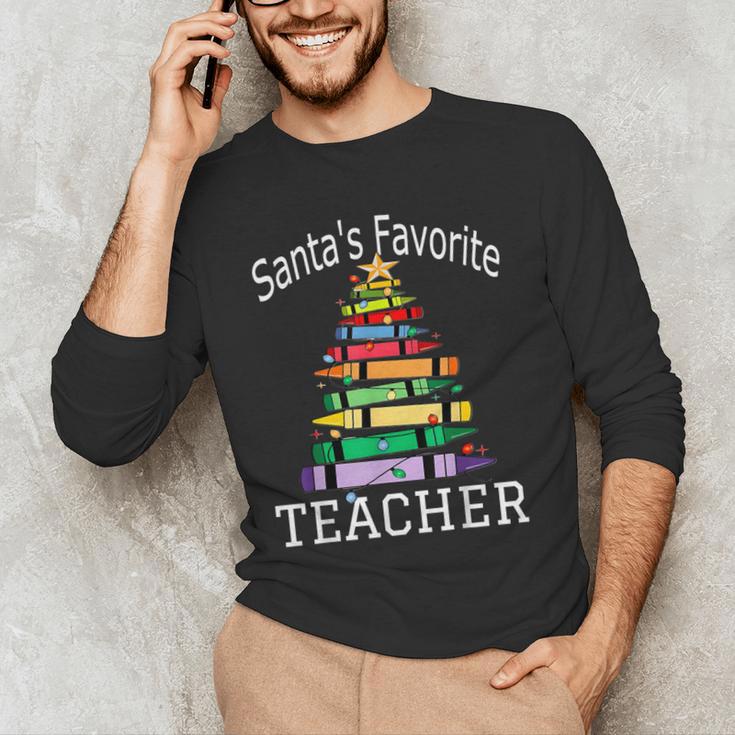 Santa's Favorite Teacher Idea For Christmas Teachers Men's Long Sleeve T-Shirt, novelty gifts, funny gifts Santa's Favorite Teacher Idea For Christmas Teachers Men's Long Sleeve T-Shirt, novelty gifts, funny gifts
