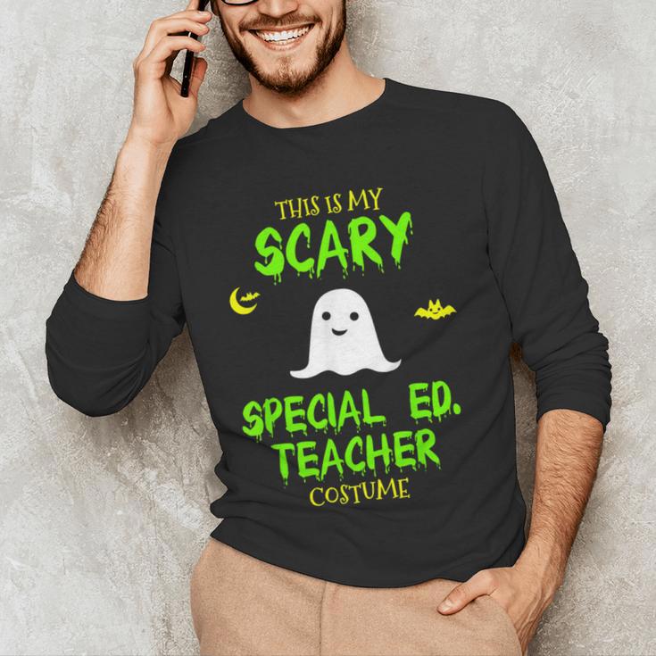 Scary Special Education Ed Teacher Costume Halloween Easy Men's Long Sleeve T-Shirt, novelty gifts, funny gifts
