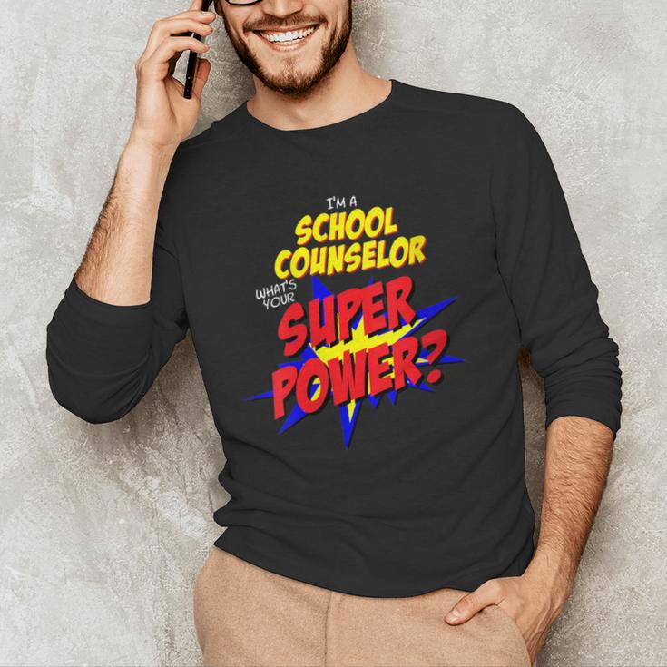 School Counselor Teacher Superhero Superpower Comic Book Men's Long Sleeve T-Shirt, novelty gifts, funny gifts School Counselor Teacher Superhero Superpower Comic Book Men's Long Sleeve T-Shirt, novelty gifts, funny gifts