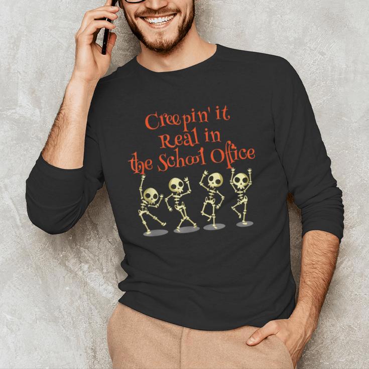 School Office Clerk Creepin' It Real HALLOWEEN Teacher Shirt Men's Long Sleeve T-Shirt, novelty gifts, funny gifts