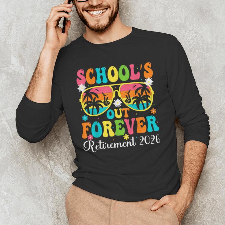 School's Out Forever Retirement 2026 Retro Retired Teacher Men's Long Sleeve T-Shirt, novelty gifts, funny gifts