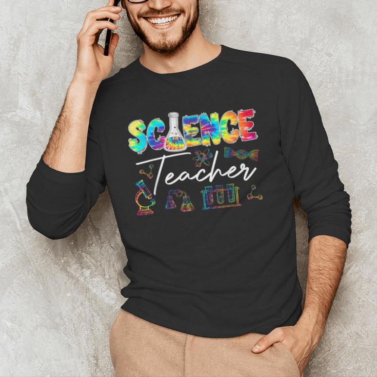 Science Teacher Tie Dye First Day Of School Back To School Men Women Girls Kids Men's Long Sleeve T-Shirt, novelty gifts, funny gifts
