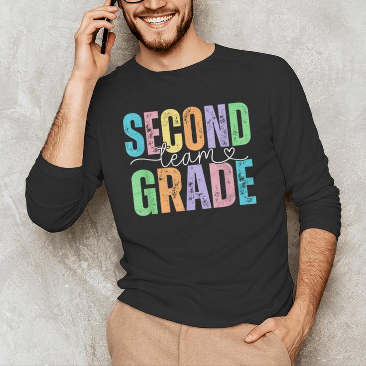 Second Grade Team Heart Teacher Student Back To School Girls Men's Long Sleeve T-Shirt, novelty gifts, funny gifts