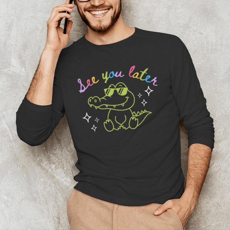 See You Later Teacher Summer Alligator Last Day Of School Men's Long Sleeve T-Shirt, novelty gifts, funny gifts
