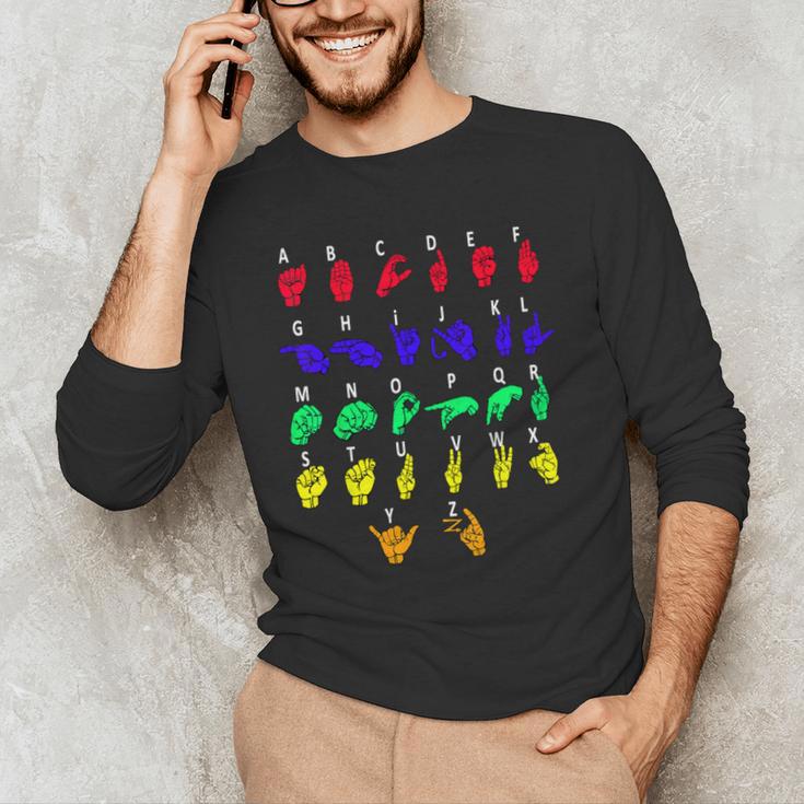 Sign Language Alphabet For ASL Interpreter Deaf Teacher Stud For Men Women Girls Kids Men's Long Sleeve T-Shirt, novelty gifts, funny gifts