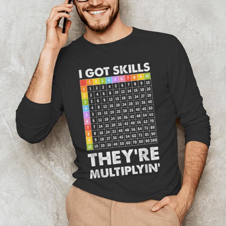 I Got Skills They'Re Multiplying Nerd Math Teacher Men's Long Sleeve T-Shirt, novelty gifts, funny gifts I Got Skills They'Re Multiplying Nerd Math Teacher Men's Long Sleeve T-Shirt, novelty gifts, funny gifts
