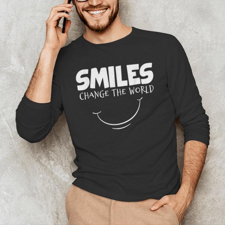 Smile Smiles Change The World Teacher T-Shirt Happy T-Shirt Men's Long Sleeve T-Shirt, novelty gifts, funny gifts Smile Smiles Change The World Teacher T-Shirt Happy T-Shirt Men's Long Sleeve T-Shirt, novelty gifts, funny gifts