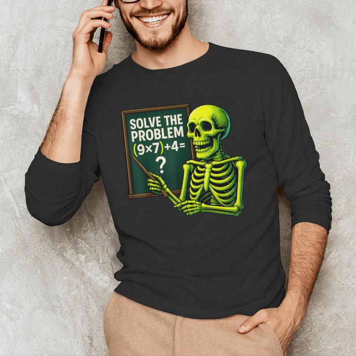 Solve The Problem Skeleton Teacher Halloween Math Six Seven Men's Long Sleeve T-Shirt, novelty gifts, funny gifts Solve The Problem Skeleton Teacher Halloween Math Six Seven Men's Long Sleeve T-Shirt, novelty gifts, funny gifts
