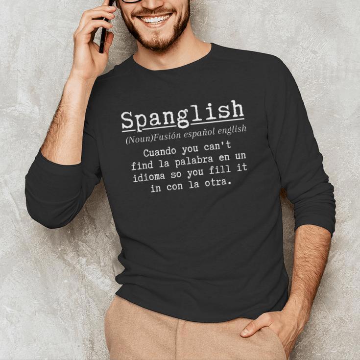 Spanglish Definition Spanish Teacher Bilingual Maestra Men's Long Sleeve T-Shirt, novelty gifts, funny gifts