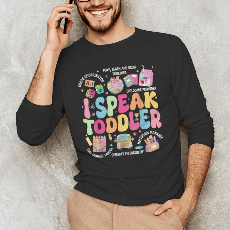 I Speak Toddler Back To School Teacher Men's Long Sleeve T-Shirt, novelty gifts, funny gifts I Speak Toddler Back To School Teacher Men's Long Sleeve T-Shirt, novelty gifts, funny gifts