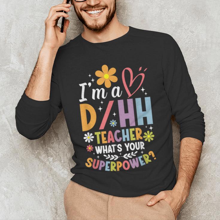 Special Education ASL Teacher Superpower DHH Teacher Men's Long Sleeve T-Shirt, novelty gifts, funny gifts Special Education ASL Teacher Superpower DHH Teacher Men's Long Sleeve T-Shirt, novelty gifts, funny gifts