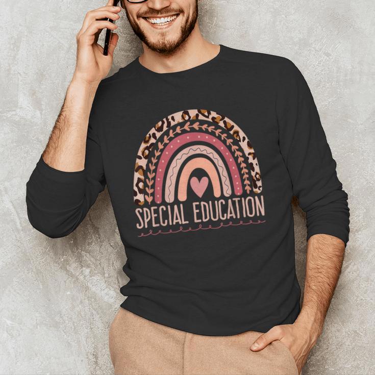 Special Education Shirt Teacher SPED Leopard Boho Rainbow Men's Long Sleeve T-Shirt, novelty gifts, funny gifts Special Education Shirt Teacher SPED Leopard Boho Rainbow Men's Long Sleeve T-Shirt, novelty gifts, funny gifts