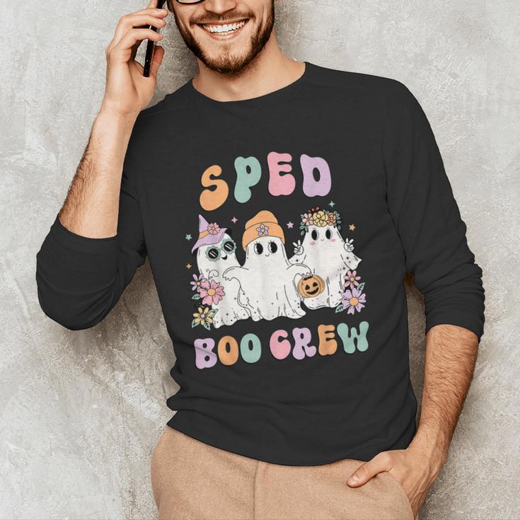 SPED Boo Crew Halloween Floral Ghost Special Ed SPED Teacher For Men Women Kids Men's Long Sleeve T-Shirt, novelty gifts, funny gifts