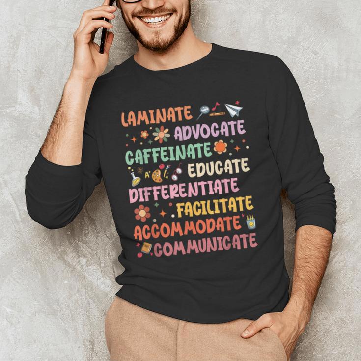 SPED Caffeinate Advocate Laminate Educate Teacher Facilitate For Men Women Men's Long Sleeve T-Shirt, novelty gifts, funny gifts SPED Caffeinate Advocate Laminate Educate Teacher Facilitate For Men Women Men's Long Sleeve T-Shirt, novelty gifts, funny gifts