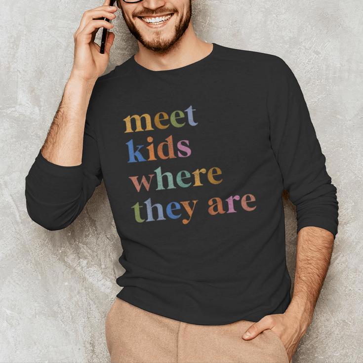 SPED Teacher SLP Meet Kids Where They Are Special Education Men's Long Sleeve T-Shirt, novelty gifts, funny gifts SPED Teacher SLP Meet Kids Where They Are Special Education Men's Long Sleeve T-Shirt, novelty gifts, funny gifts