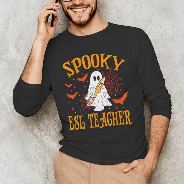 Spooky ESL Teacher Ghost Halloween School Women Men's Long Sleeve T-Shirt, novelty gifts, funny gifts Spooky ESL Teacher Ghost Halloween School Women Men's Long Sleeve T-Shirt, novelty gifts, funny gifts