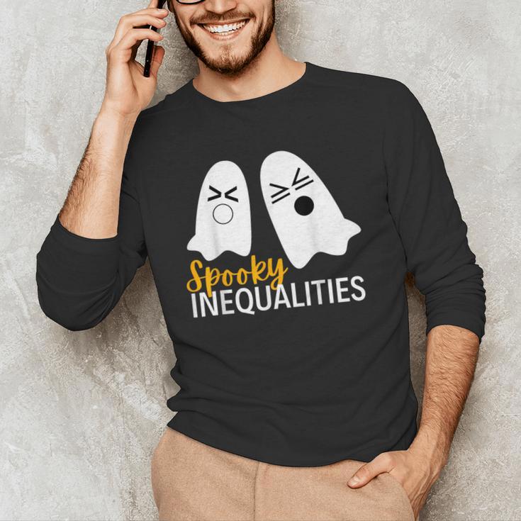 Spooky Ghost Inequalities Halloween Math Teacher Men's Long Sleeve T-Shirt, novelty gifts, funny gifts Spooky Ghost Inequalities Halloween Math Teacher Men's Long Sleeve T-Shirt, novelty gifts, funny gifts