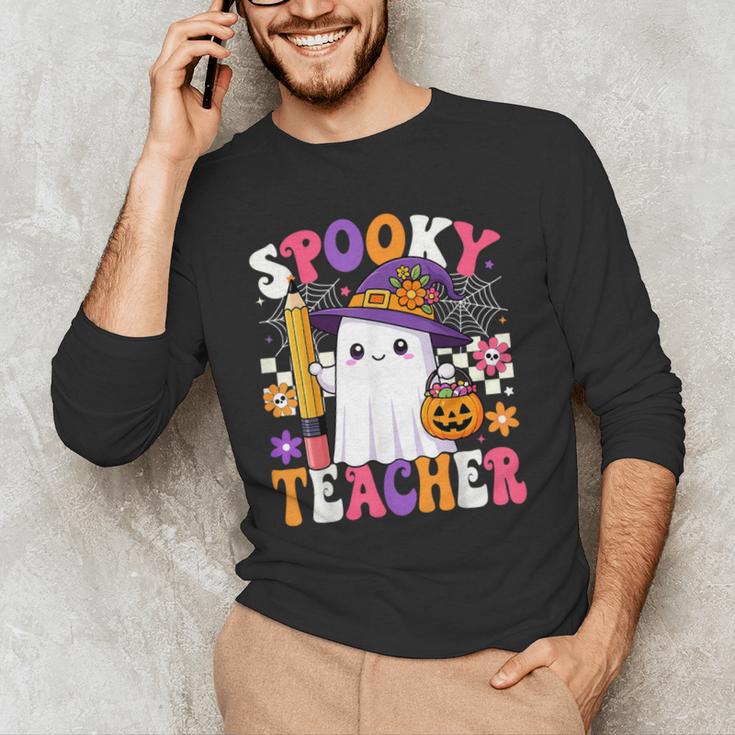 Spooky Teacher Ghost Pencil Teach Halloween Teacher Men's Long Sleeve T-Shirt, novelty gifts, funny gifts Spooky Teacher Ghost Pencil Teach Halloween Teacher Men's Long Sleeve T-Shirt, novelty gifts, funny gifts
