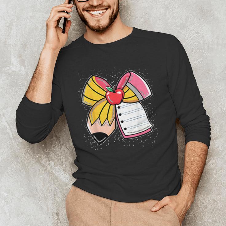 Student Teacher Coquette Bow Pencil Back To School First Day Men's Long Sleeve T-Shirt, novelty gifts, funny gifts Student Teacher Coquette Bow Pencil Back To School First Day Men's Long Sleeve T-Shirt, novelty gifts, funny gifts