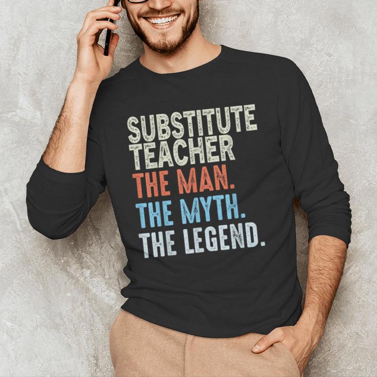 Substitute Teacher Man The Myth The Legend Appreciation Day Men's Long Sleeve T-Shirt, novelty gifts, funny gifts Substitute Teacher Man The Myth The Legend Appreciation Day Men's Long Sleeve T-Shirt, novelty gifts, funny gifts