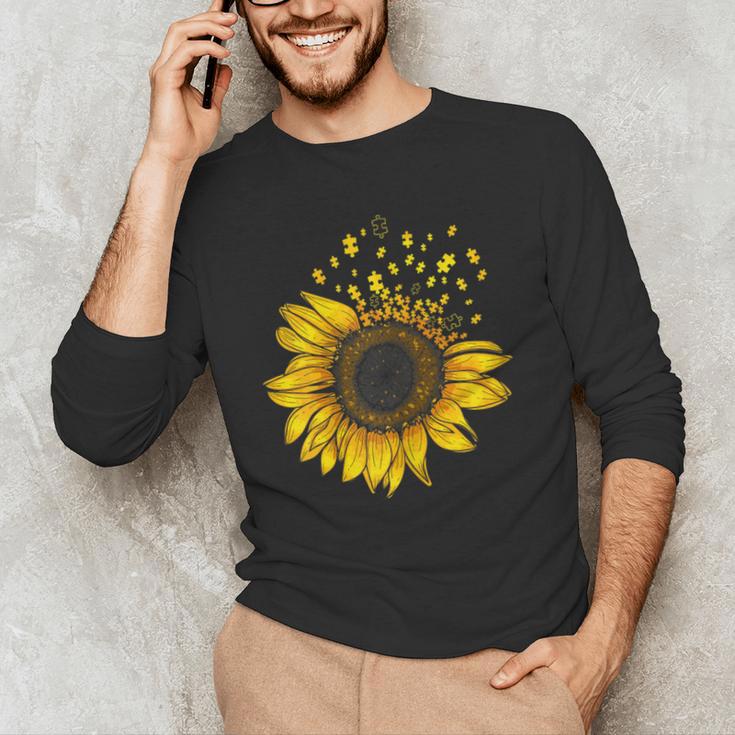 Sunflower Puzzle Pieces Autism Awareness For Mom Teacher For Women Men's Long Sleeve T-Shirt, novelty gifts, funny gifts Sunflower Puzzle Pieces Autism Awareness For Mom Teacher For Women Men's Long Sleeve T-Shirt, novelty gifts, funny gifts