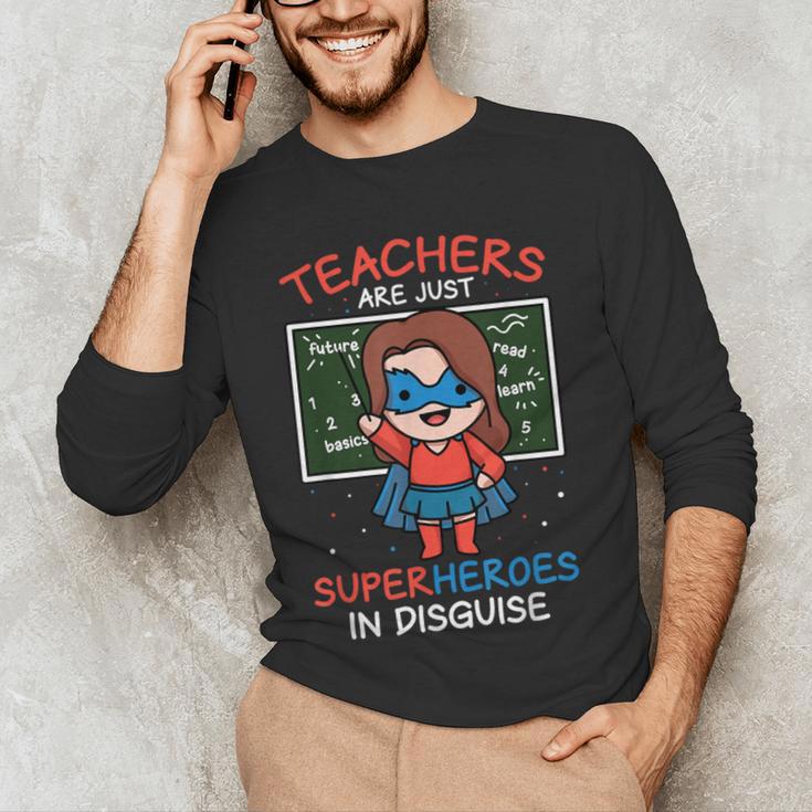 Super Hero Teacher Superheroes In Disguise Men's Long Sleeve T-Shirt, novelty gifts, funny gifts