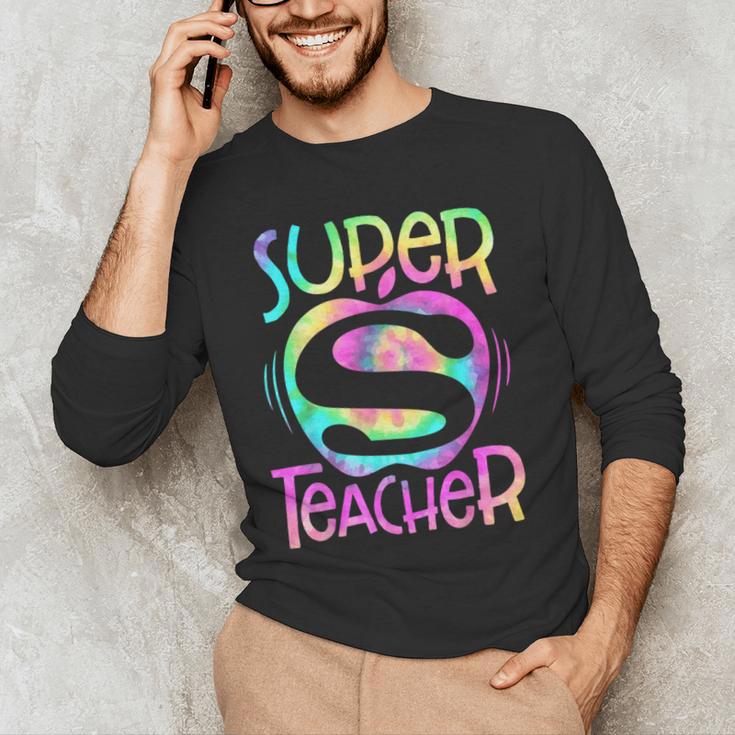 Super Teacher Back To School Apple Tie Dye First Day Men's Long Sleeve T-Shirt, novelty gifts, funny gifts Super Teacher Back To School Apple Tie Dye First Day Men's Long Sleeve T-Shirt, novelty gifts, funny gifts