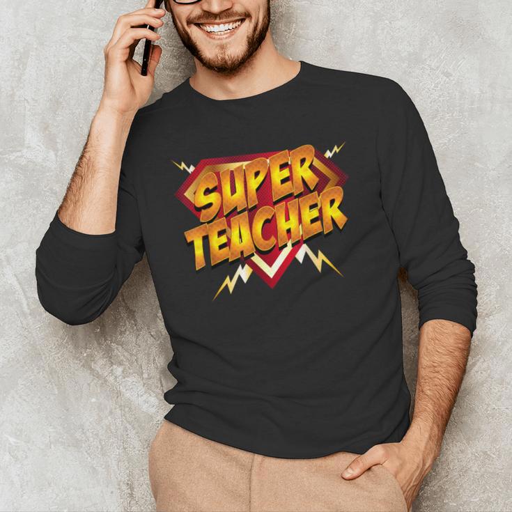 Super Teacher Superhero Back To School Teacher's Men's Long Sleeve T-Shirt, novelty gifts, funny gifts