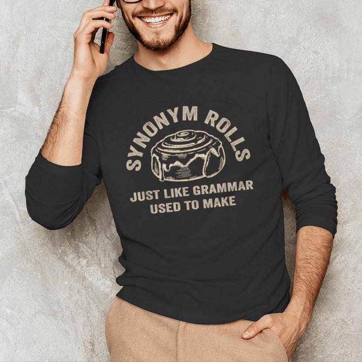 Synonym Rolls Joke Cinnamon Rolls Grammar Pun Teacher Men's Long Sleeve T-Shirt, novelty gifts, funny gifts Synonym Rolls Joke Cinnamon Rolls Grammar Pun Teacher Men's Long Sleeve T-Shirt, novelty gifts, funny gifts
