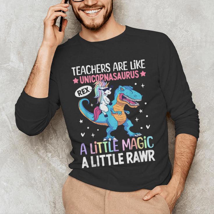 T Rex Dinosaur Unicorn Teachers Are Like Unicornasaurus Rex Men's Long Sleeve T-Shirt, novelty gifts, funny gifts T Rex Dinosaur Unicorn Teachers Are Like Unicornasaurus Rex Men's Long Sleeve T-Shirt, novelty gifts, funny gifts