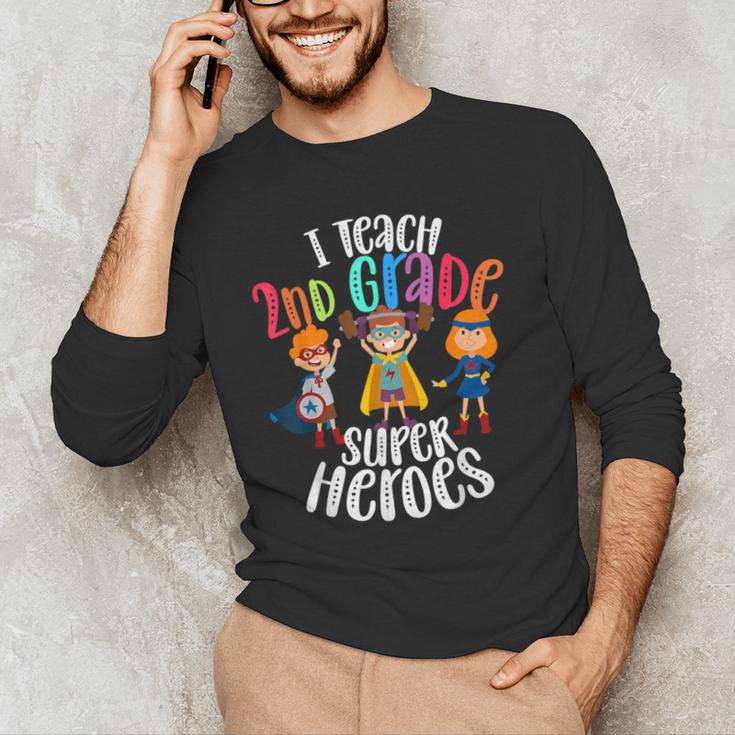 I Teach 2nd Grade Superheroes Back To School Teacher Men Women Girls Kids Men's Long Sleeve T-Shirt, novelty gifts, funny gifts