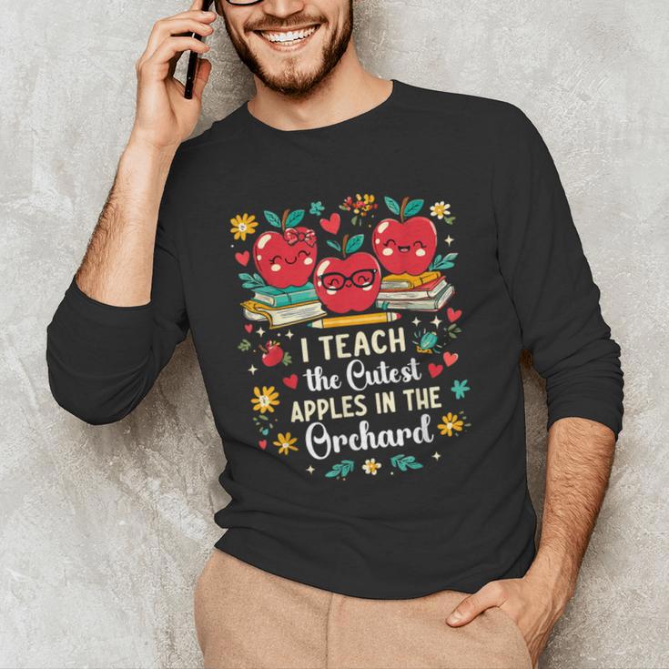 I Teach The Cutest Apples In The Orchard Cute Fall Teacher Men's Long Sleeve T-Shirt, novelty gifts, funny gifts I Teach The Cutest Apples In The Orchard Cute Fall Teacher Men's Long Sleeve T-Shirt, novelty gifts, funny gifts