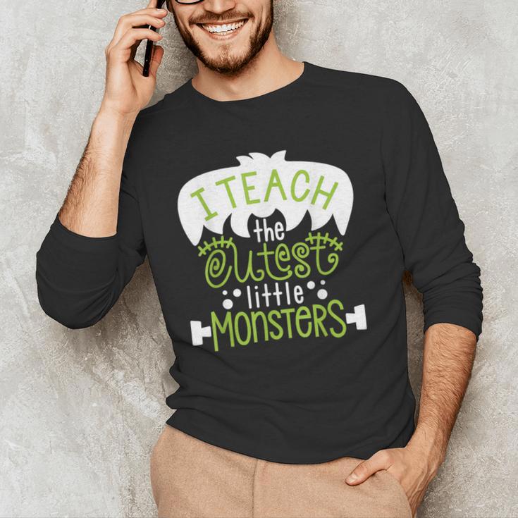 I Teach The Cutest Little Monsters Halloween Teacher Spooky Men's Long Sleeve T-Shirt, novelty gifts, funny gifts