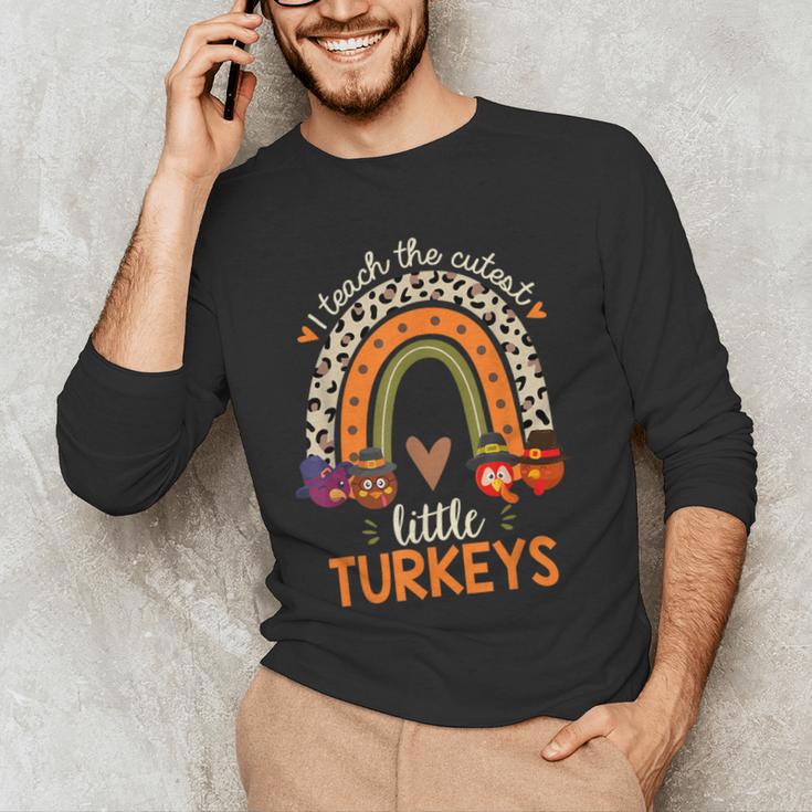 I Teach The Cutest Little Turkeys Thanksgiving Teacher Men Women Girls Kids Men's Long Sleeve T-Shirt, novelty gifts, funny gifts