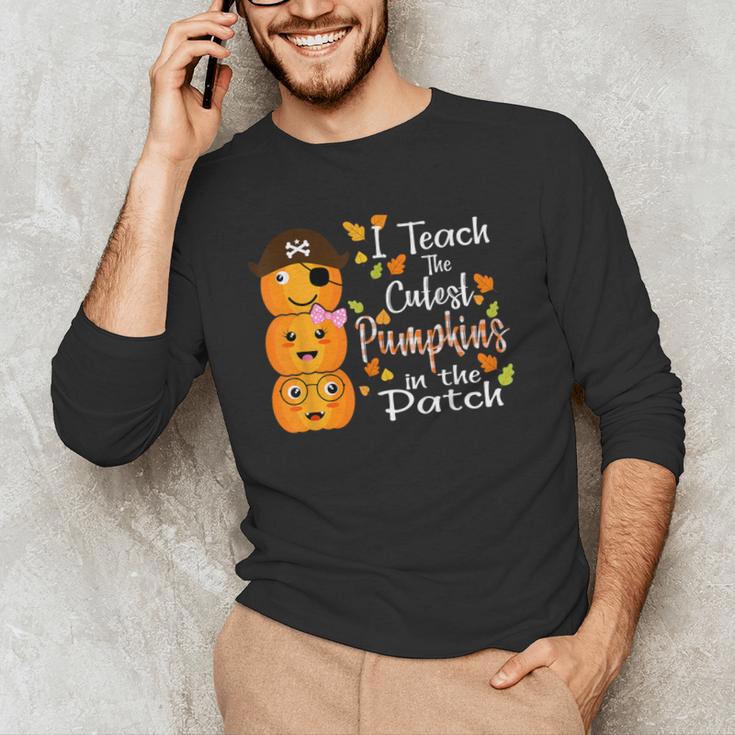 I Teach The Cutest Pumpkins Halloween Shirt For Teachers Men's Long Sleeve T-Shirt, novelty gifts, funny gifts I Teach The Cutest Pumpkins Halloween Shirt For Teachers Men's Long Sleeve T-Shirt, novelty gifts, funny gifts