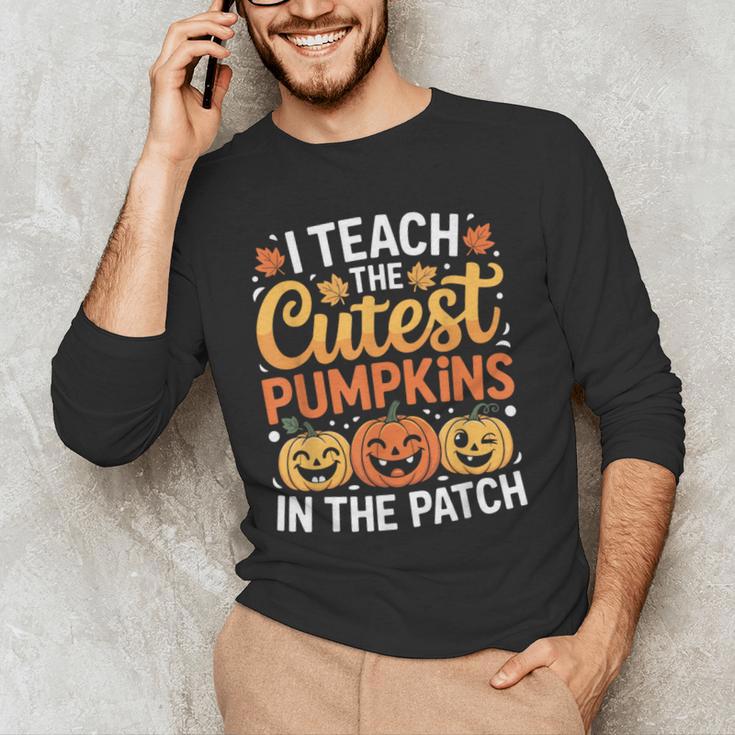 I Teach The Cutest Pumpkins Tshirt Halloween Teacher Men's Long Sleeve T-Shirt, novelty gifts, funny gifts