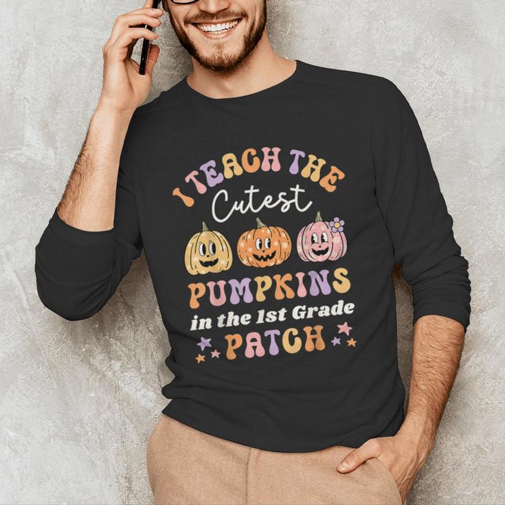 I Teach The Cutest Pumpkins In The Patch 1st Grade Teacher For Men Women Kids Men's Long Sleeve T-Shirt, novelty gifts, funny gifts I Teach The Cutest Pumpkins In The Patch 1st Grade Teacher For Men Women Kids Men's Long Sleeve T-Shirt, novelty gifts, funny gifts