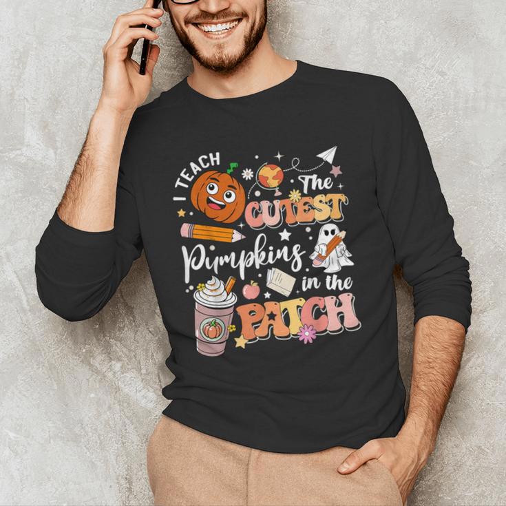 I Teach The Cutest Pumpkins In The Patch Halloween Teacher Men's Long Sleeve T-Shirt, novelty gifts, funny gifts I Teach The Cutest Pumpkins In The Patch Halloween Teacher Men's Long Sleeve T-Shirt, novelty gifts, funny gifts