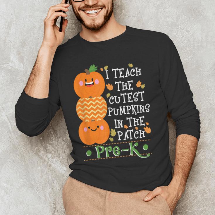 I Teach The Cutest Pumpkins In Patch Pre-K Halloween Teacher Men's Long Sleeve T-Shirt, novelty gifts, funny gifts I Teach The Cutest Pumpkins In Patch Pre-K Halloween Teacher Men's Long Sleeve T-Shirt, novelty gifts, funny gifts