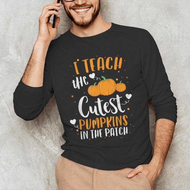 I Teach The Cutest Pumpkins In The Patch Teacher School For Men Women Kids Men's Long Sleeve T-Shirt, novelty gifts, funny gifts