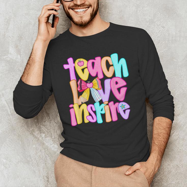Teach Love Inspire Preppy Back To School Teacher Women Men's Long Sleeve T-Shirt, novelty gifts, funny gifts Teach Love Inspire Preppy Back To School Teacher Women Men's Long Sleeve T-Shirt, novelty gifts, funny gifts