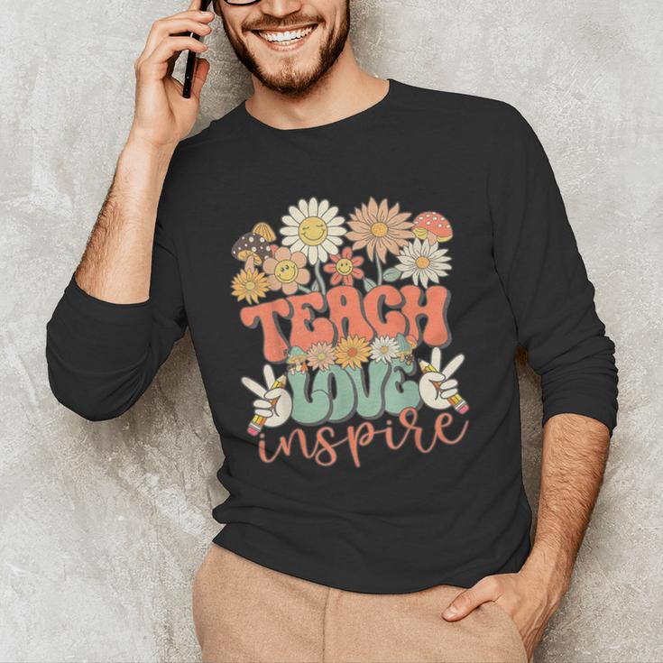 Teach Love Inspire Retro Groovy Daisy Back To School Teacher For Men Women Kids Men's Long Sleeve T-Shirt, novelty gifts, funny gifts Teach Love Inspire Retro Groovy Daisy Back To School Teacher For Men Women Kids Men's Long Sleeve T-Shirt, novelty gifts, funny gifts