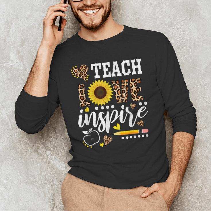 TEACH LOVE INSPIRE Teacher Sunflower Appreciation Men's Long Sleeve T-Shirt, novelty gifts, funny gifts TEACH LOVE INSPIRE Teacher Sunflower Appreciation Men's Long Sleeve T-Shirt, novelty gifts, funny gifts