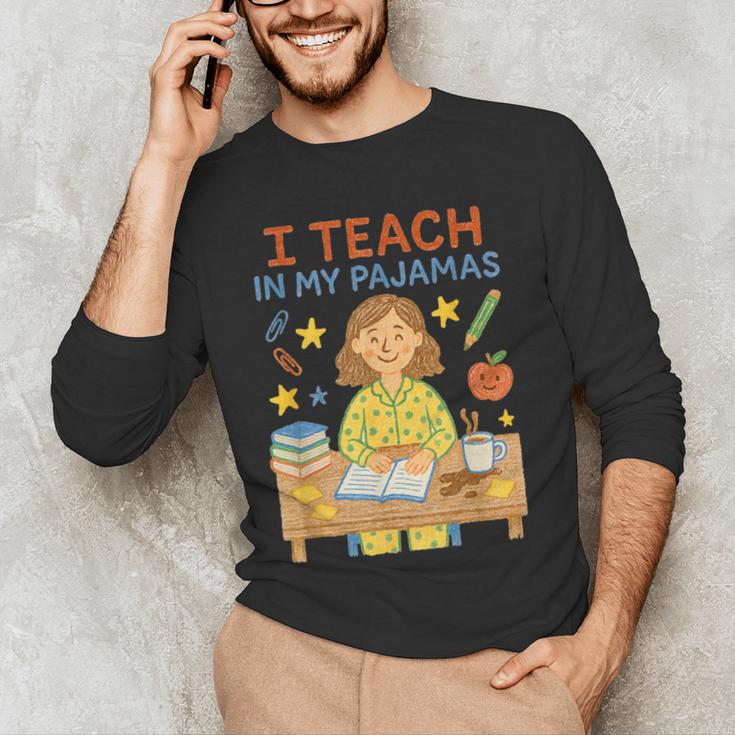I Teach In My Pajamas Crayon Home School Teacher PJs Men's Long Sleeve T-Shirt, novelty gifts, funny gifts I Teach In My Pajamas Crayon Home School Teacher PJs Men's Long Sleeve T-Shirt, novelty gifts, funny gifts