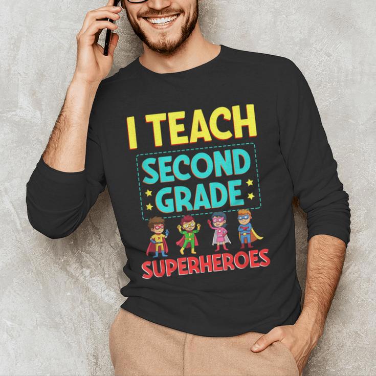 I Teach Second Grade Superheroes Teacher Superhero Men's Long Sleeve T-Shirt, novelty gifts, funny gifts