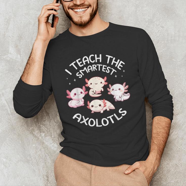 I Teach The Smartest Axolotls Cute Teacher Axolotl Men's Long Sleeve T-Shirt, novelty gifts, funny gifts I Teach The Smartest Axolotls Cute Teacher Axolotl Men's Long Sleeve T-Shirt, novelty gifts, funny gifts