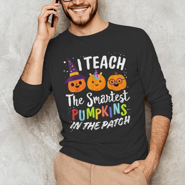 I Teach The Smartest Pumpkins The Patch Teacher Fall Season For Men Women Kids Men's Long Sleeve T-Shirt, novelty gifts, funny gifts