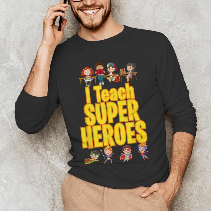 I Teach Super Heroes Comic Book Hero Teacher School Men's Long Sleeve T-Shirt, novelty gifts, funny gifts I Teach Super Heroes Comic Book Hero Teacher School Men's Long Sleeve T-Shirt, novelty gifts, funny gifts