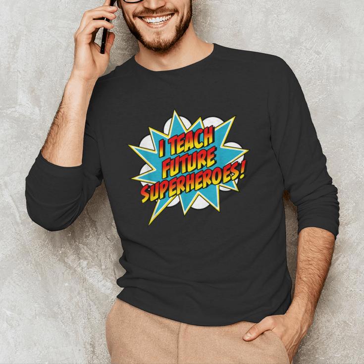 I Teach Superheroes Retro Comic Super Teacher Graphic Men's Long Sleeve T-Shirt, novelty gifts, funny gifts I Teach Superheroes Retro Comic Super Teacher Graphic Men's Long Sleeve T-Shirt, novelty gifts, funny gifts