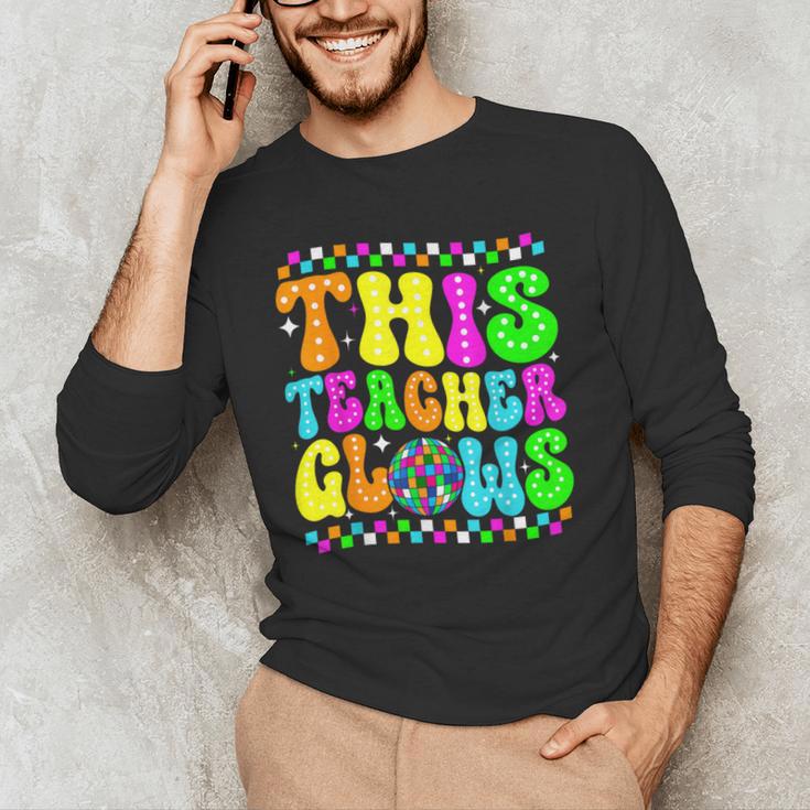 This Teacher 80s 90s Teachers's Day Glows Last Day Of School Men's Long Sleeve T-Shirt, novelty gifts, funny gifts This Teacher 80s 90s Teachers's Day Glows Last Day Of School Men's Long Sleeve T-Shirt, novelty gifts, funny gifts